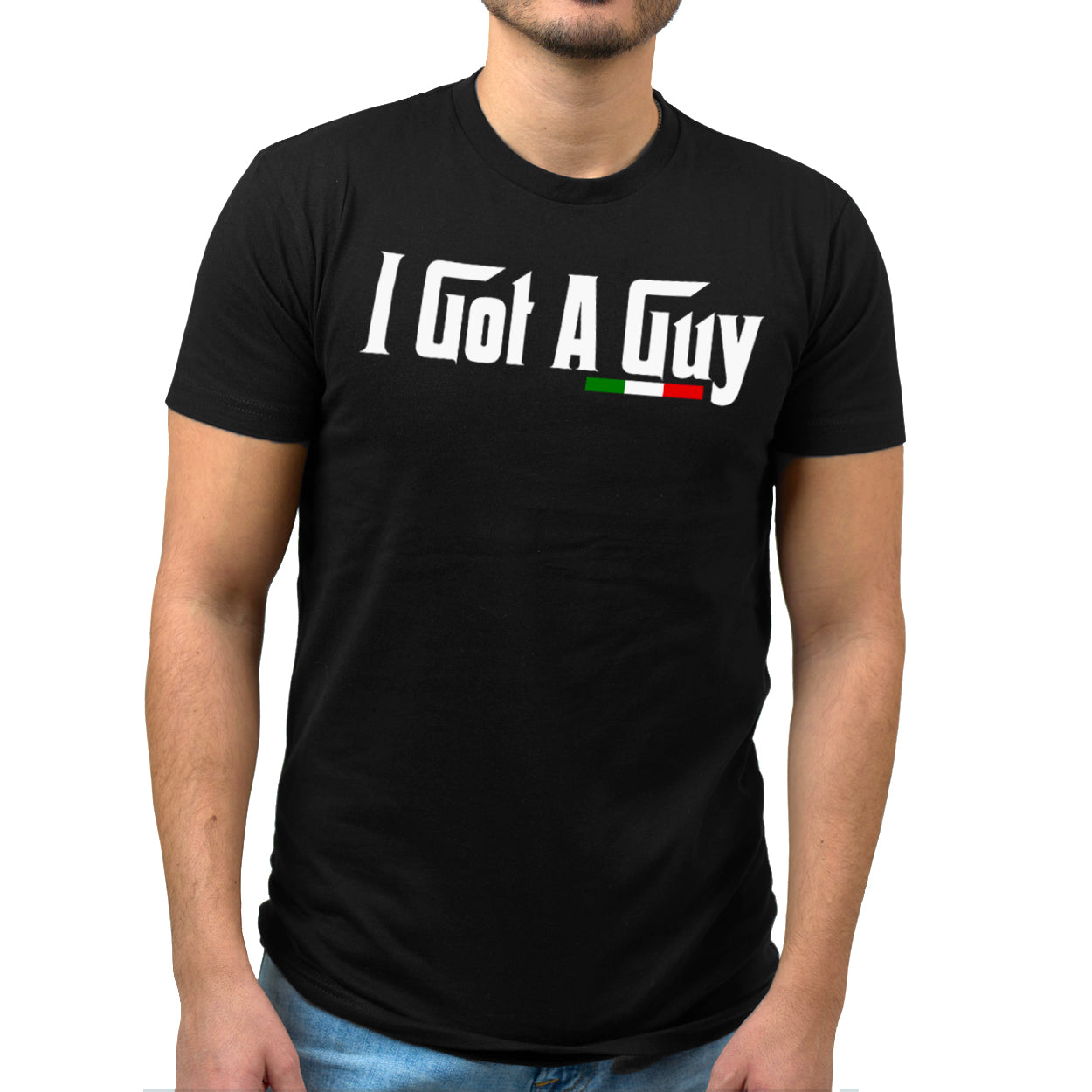 I Got A Guy Funny Italian unisex Black T-Shirt S by Hardcore Italians