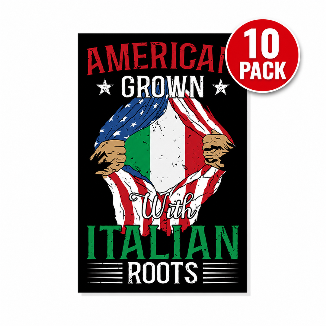 American Grown Italian Roots Sticker - 10 Pack