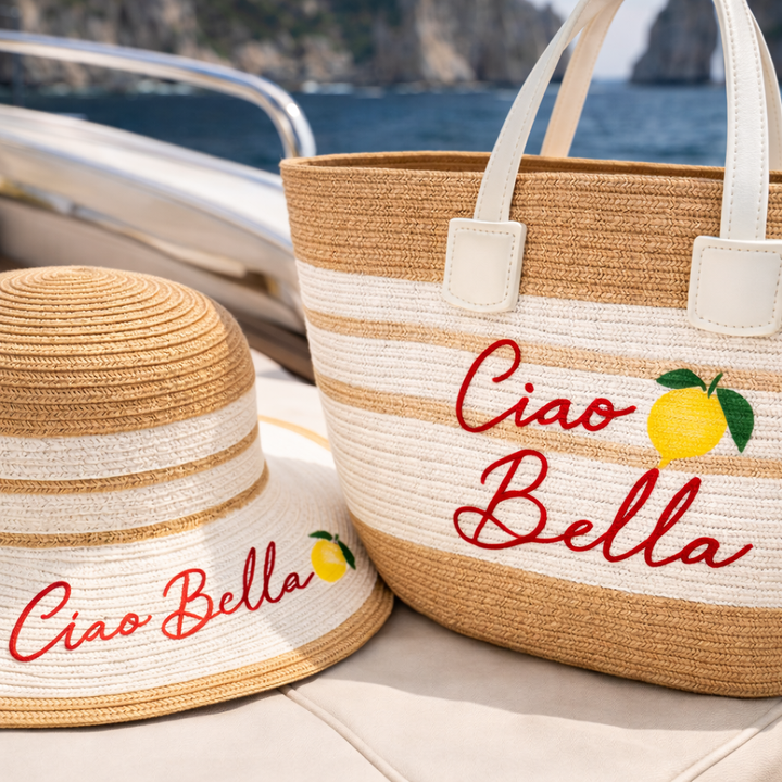 Ciao Bella Beach Set – Luxury Sun Hat & Tote