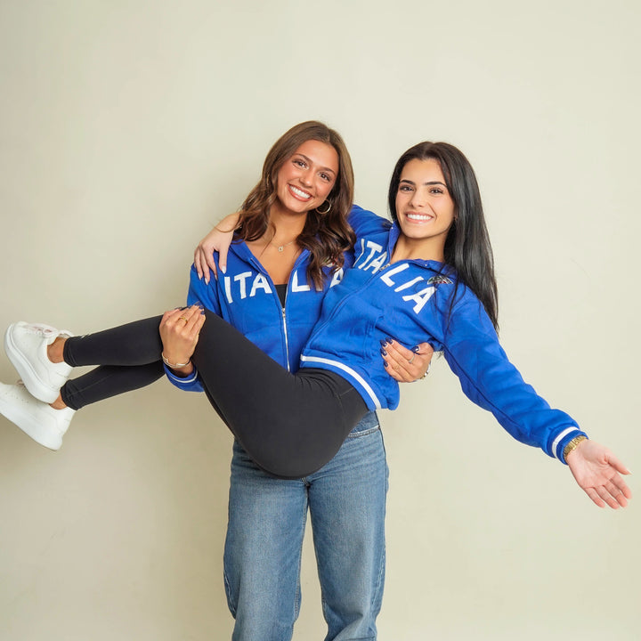 Italia Retro Cropped Zip Hoodie