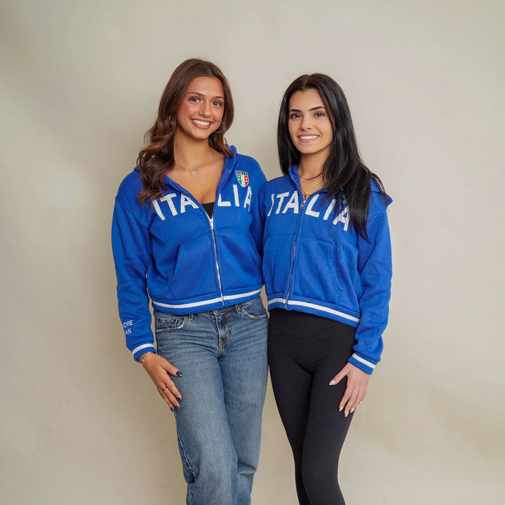 Italia Retro Cropped Zip Hoodie