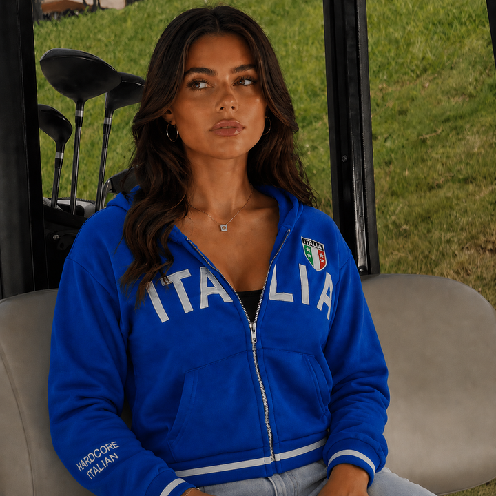 Italia Retro Cropped Zip Hoodie