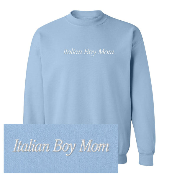 Italian Boy Mom Embroidered Crewneck