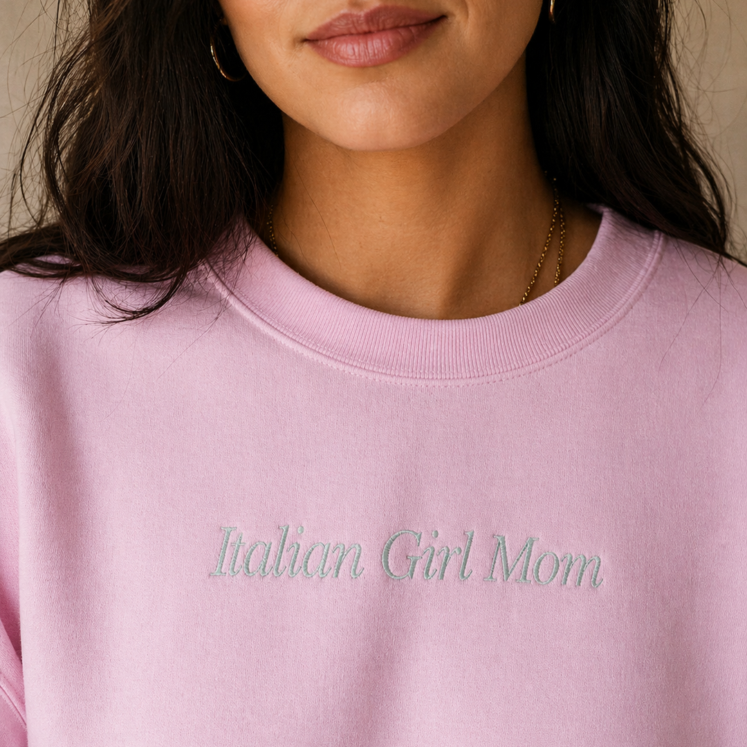 Italian Girl Mom Embroidered Crewneck