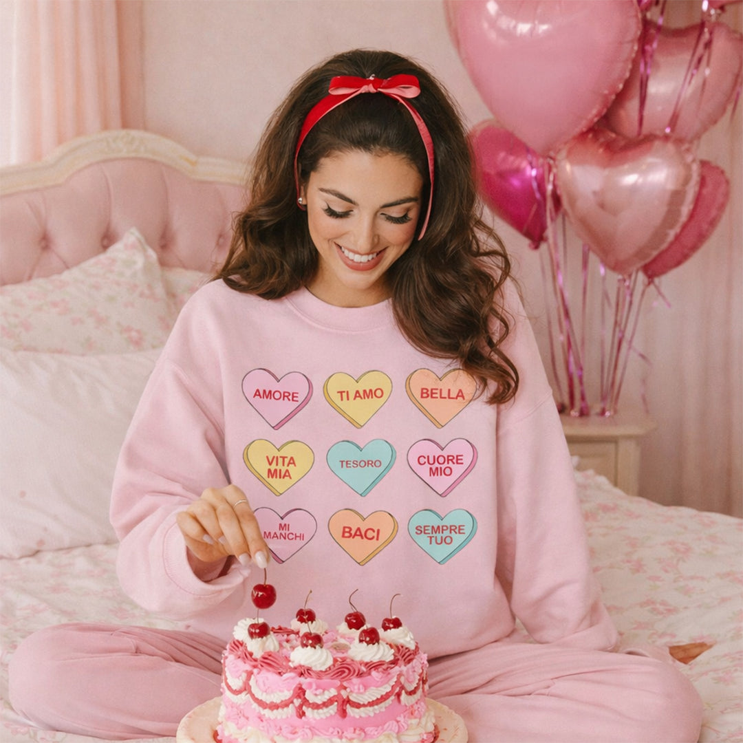 Italian Candy Hearts Crewneck