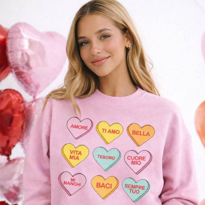Italian Candy Hearts Crewneck