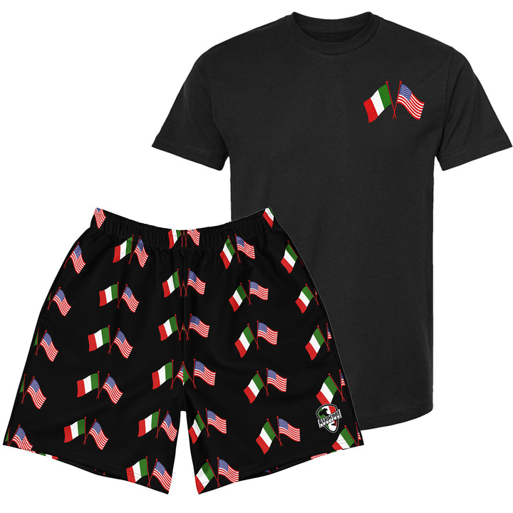 Italian-American Cross Flag Matching Set