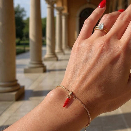 Red Coral Cornicello Bracelet