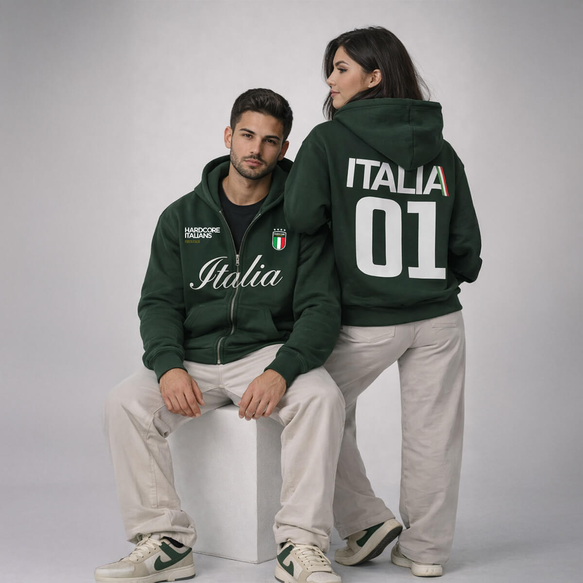 Forza Italia Green Zip Up | Premium Italian Heritage Hoodie