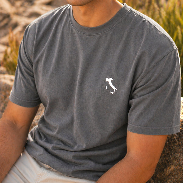 Italia Basic Embroidered Tee - Grey