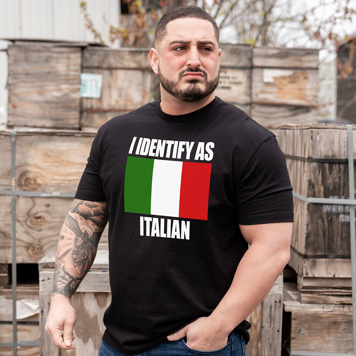 I Identify As Funny Political Black T-Shirt – Hardcore Italians