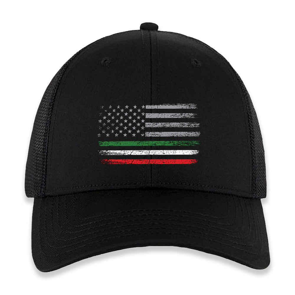 Cappellino da camionista con bandiera italiana americana
