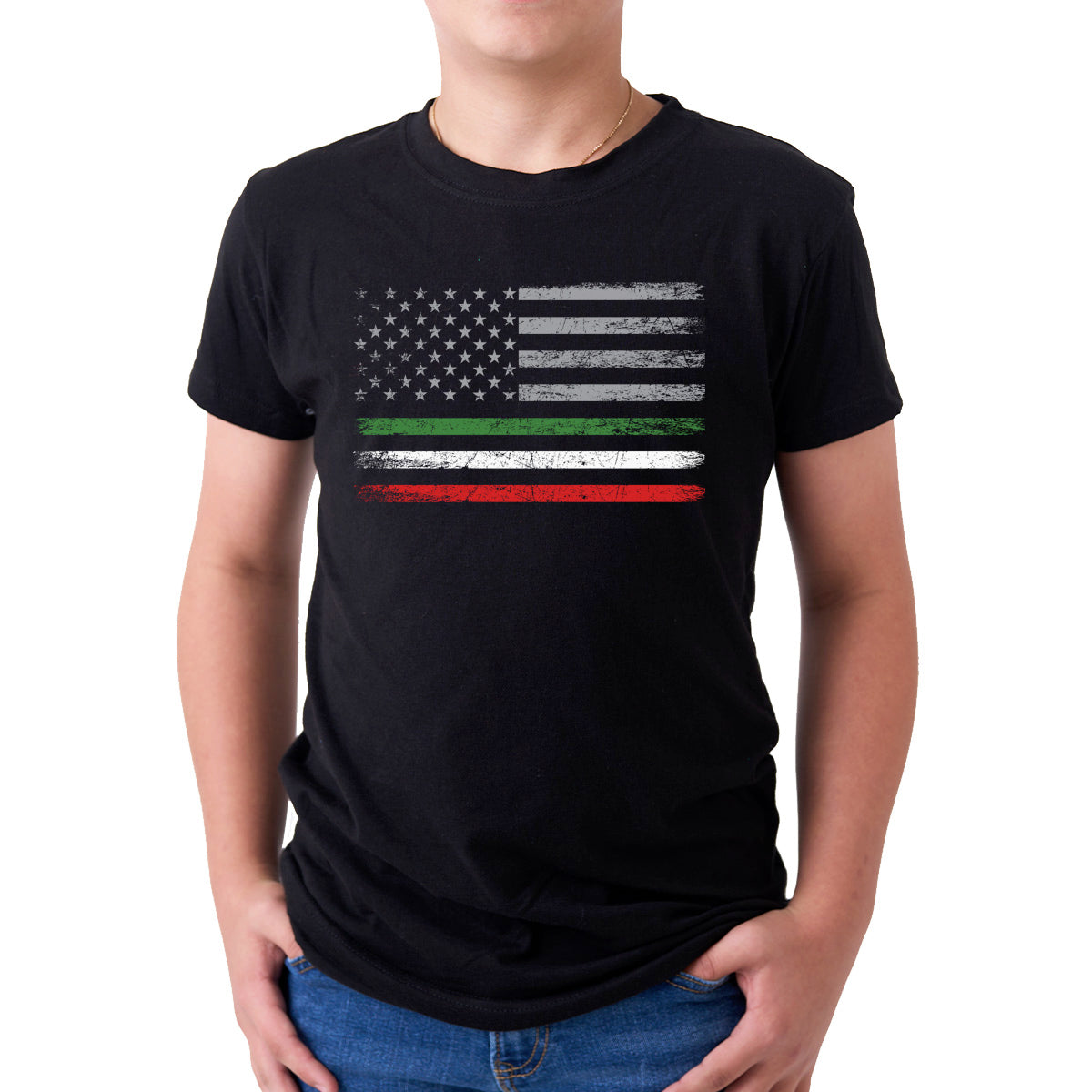 Maglietta giovanile con bandiera italo-americana