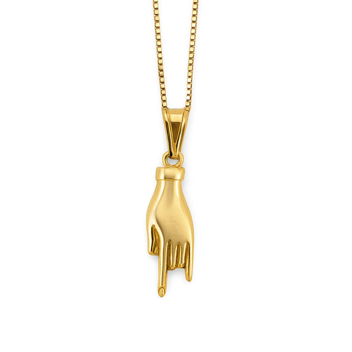 Gold Mano Cornuto Necklace