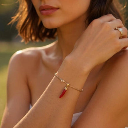 Red Coral Cornicello Bracelet