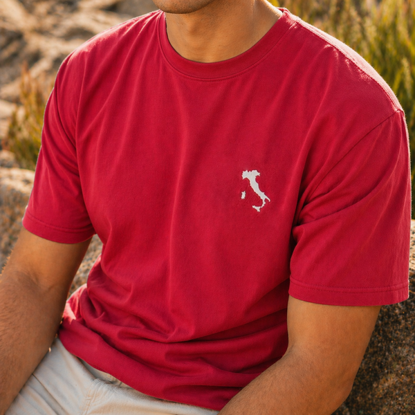 Italia Basic Embroidered Tee - Red
