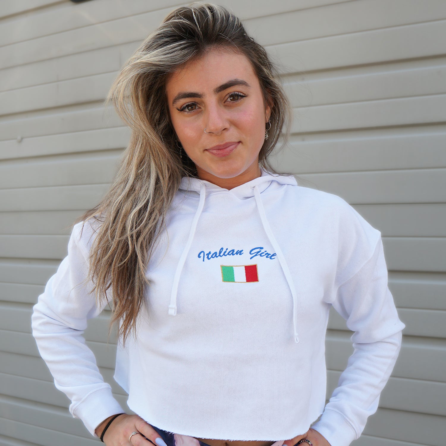 Italian Girl Cropped Hoodie