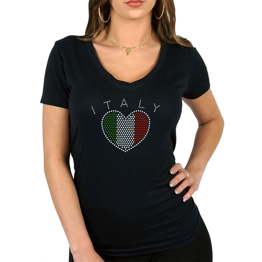 T-shirt da donna con cuore italiano